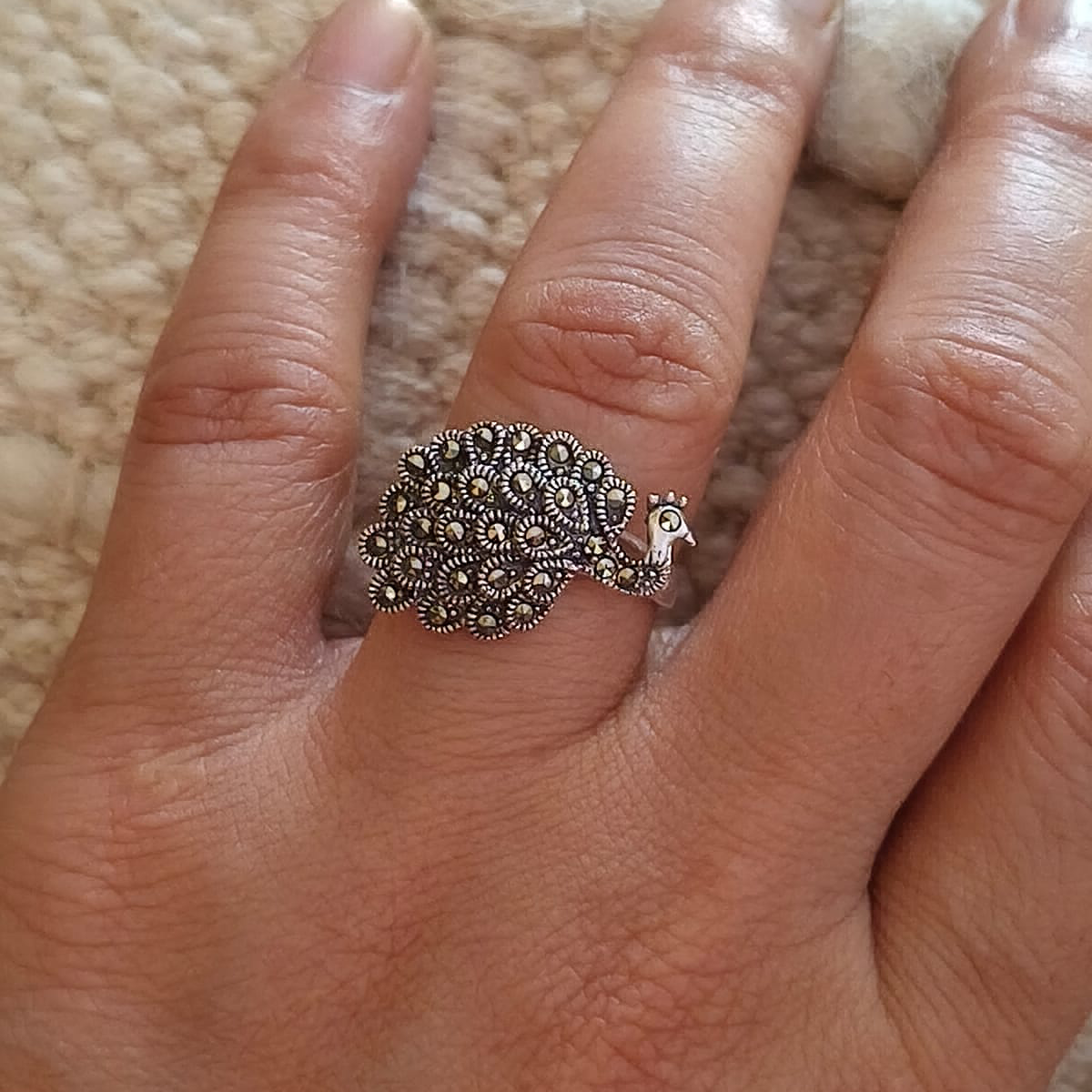 peacock marcasite silver ring